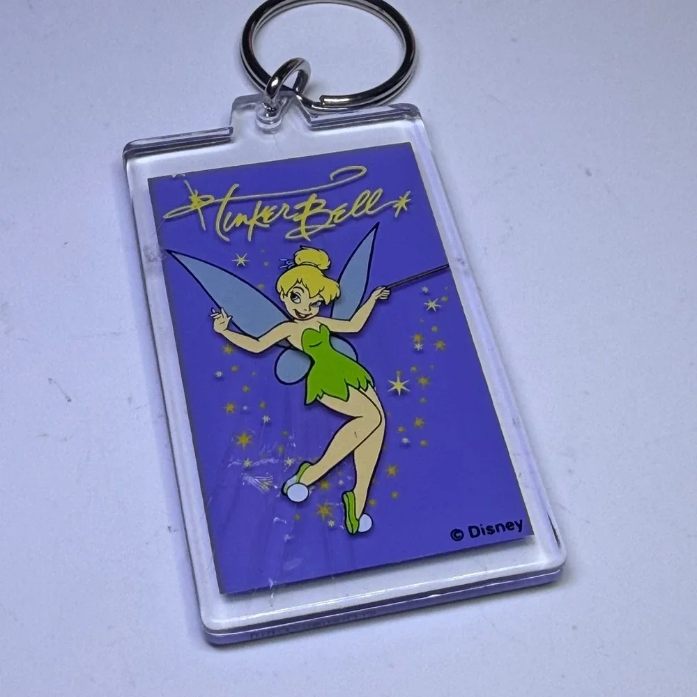 Disney Tinker Bell Disneyland Resort Purple‎ Acrylic Keychain Vintage Style Wand